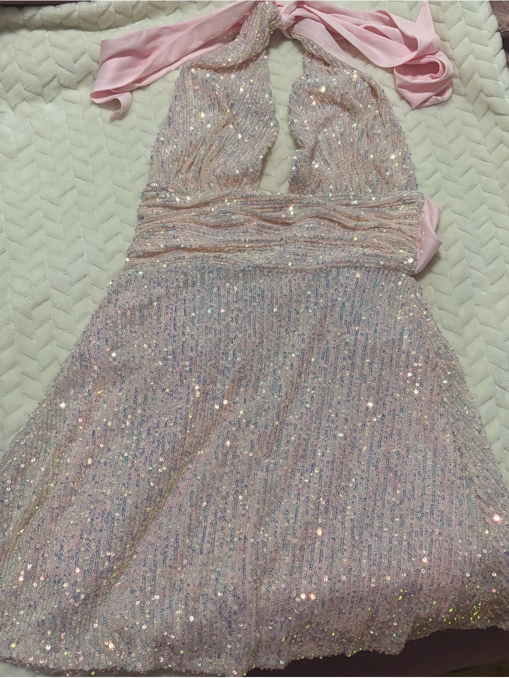 Lucy in the Sky Pink Sequin Halter Party Dress